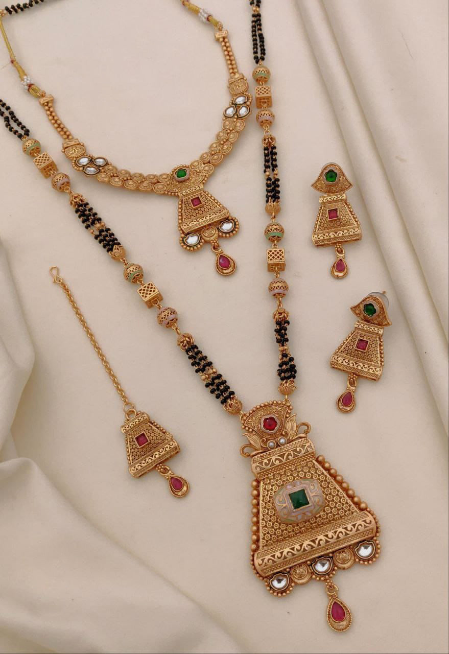 Gold Plated Necklace Premium Rajwadi Look Necklace Set