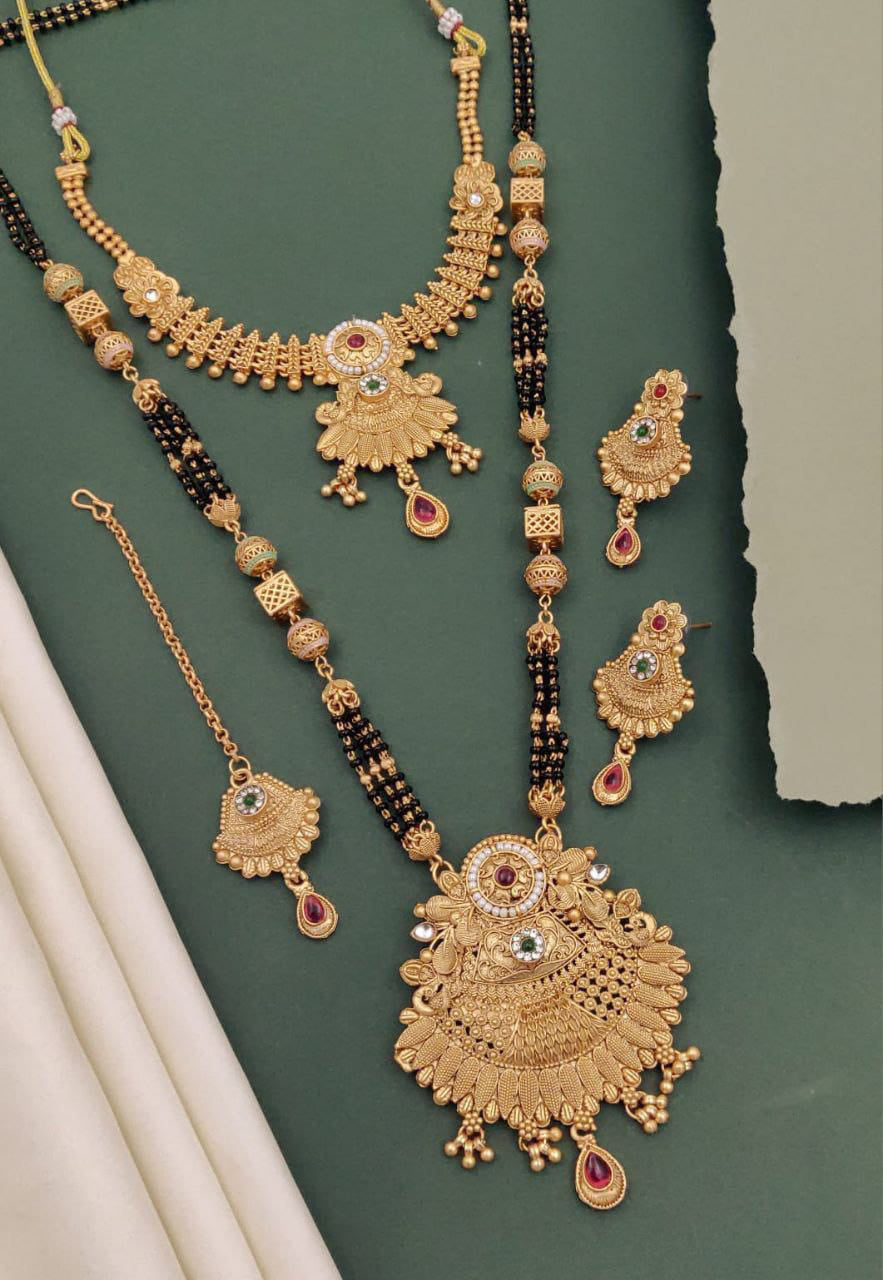 Gold Plated Necklace Premium Rajwadi Look Necklace Set