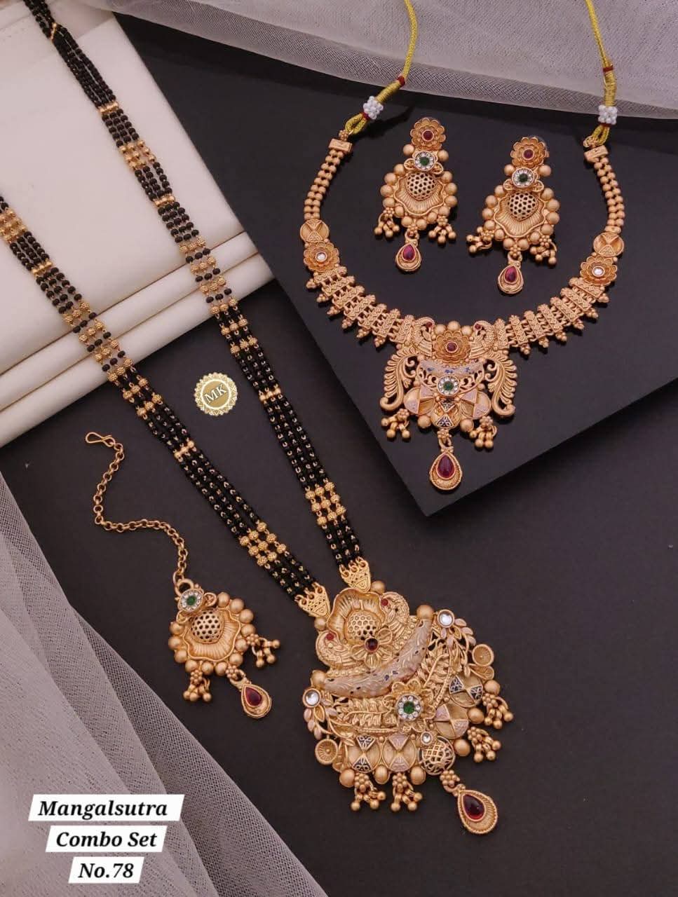 Gold Plated Necklace Premium Rajwadi Look Necklace Set