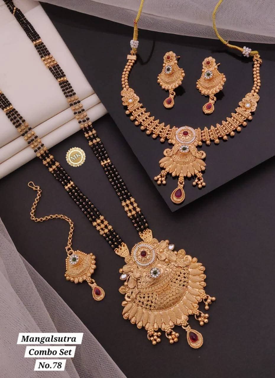Gold Plated Necklace Premium Rajwadi Look Necklace Set