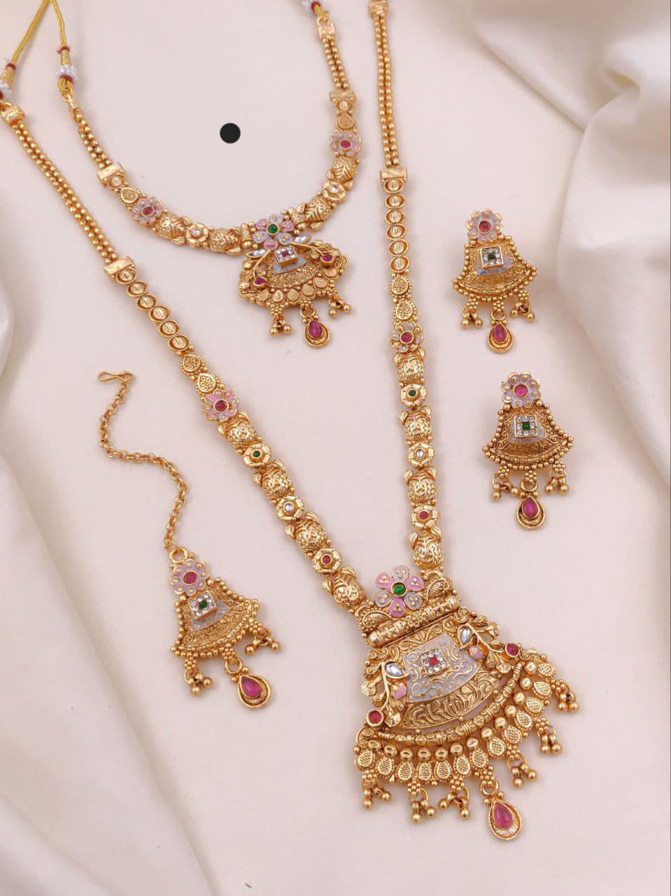 Gold Plated Necklace Premium Rajwadi Look Necklace Set
