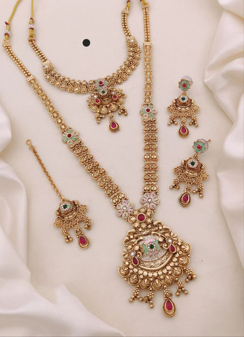 Gold Plated Necklace Premium Rajwadi Look Necklace Set