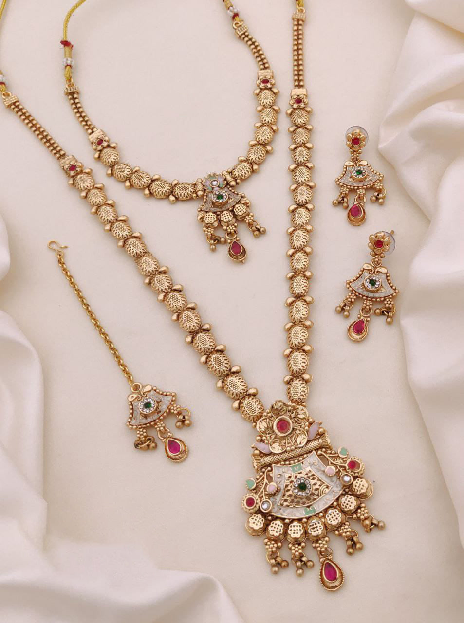 Gold Plated Necklace Premium Rajwadi Look Necklace Set