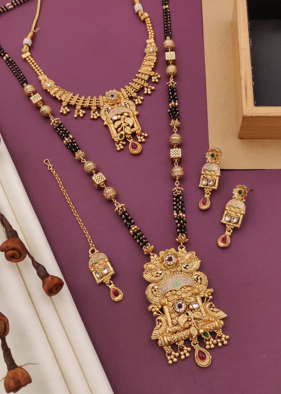 Gold Plated Necklace Premium Rajwadi Look Necklace Set