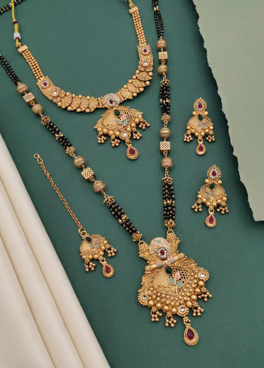 Gold Plated Necklace Premium Rajwadi Look Necklace Set