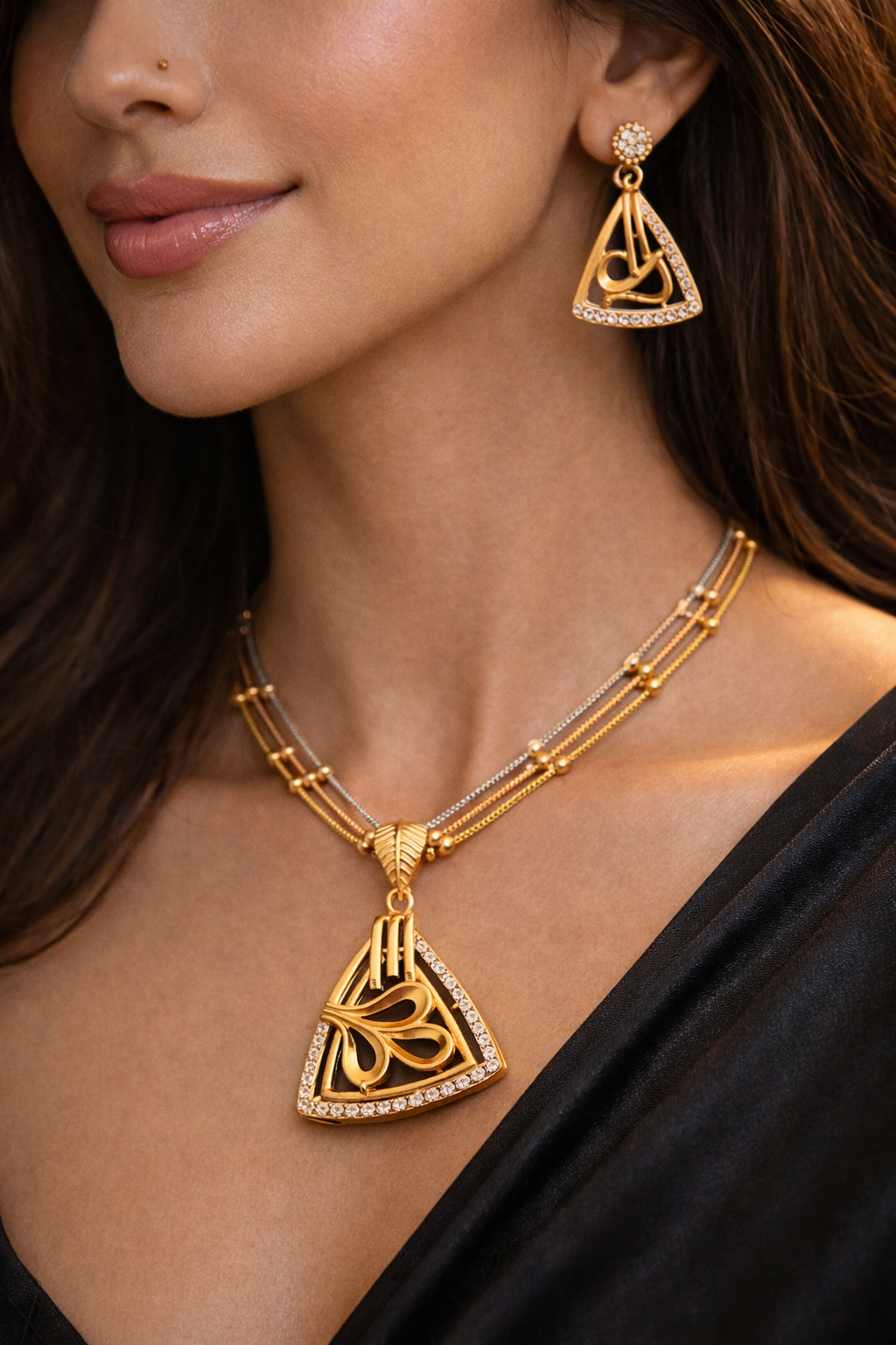 Gold Plated Pendant set with earrings