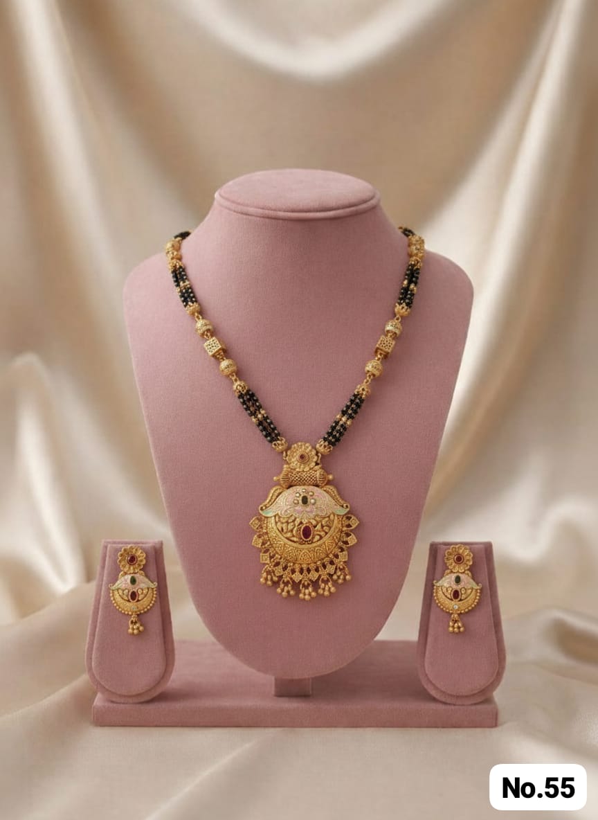 Orniya Premium Gold Plated Mangalsutar With Earrings