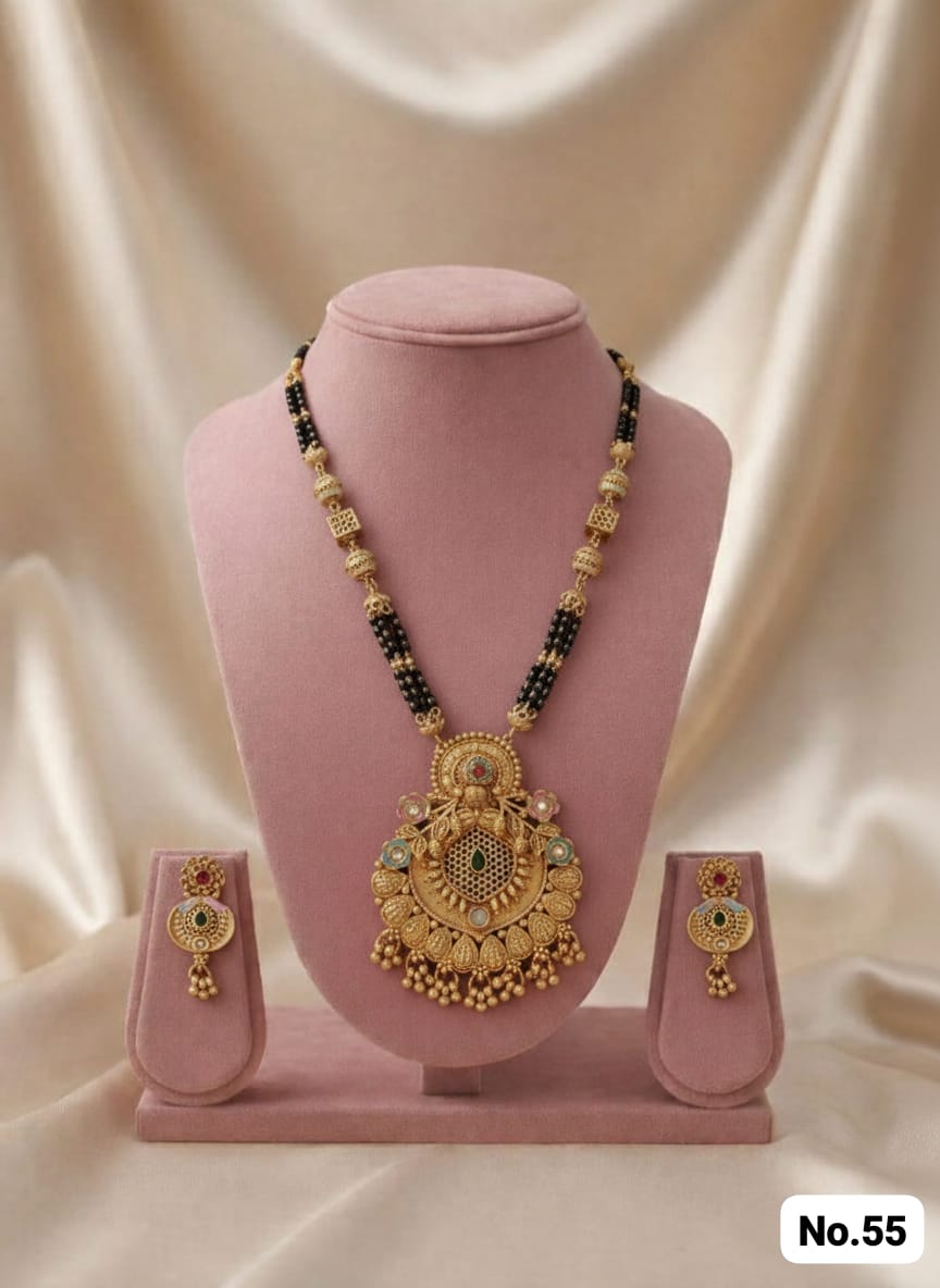 Orniya Premium Gold Plated Mangalsutar With Earrings