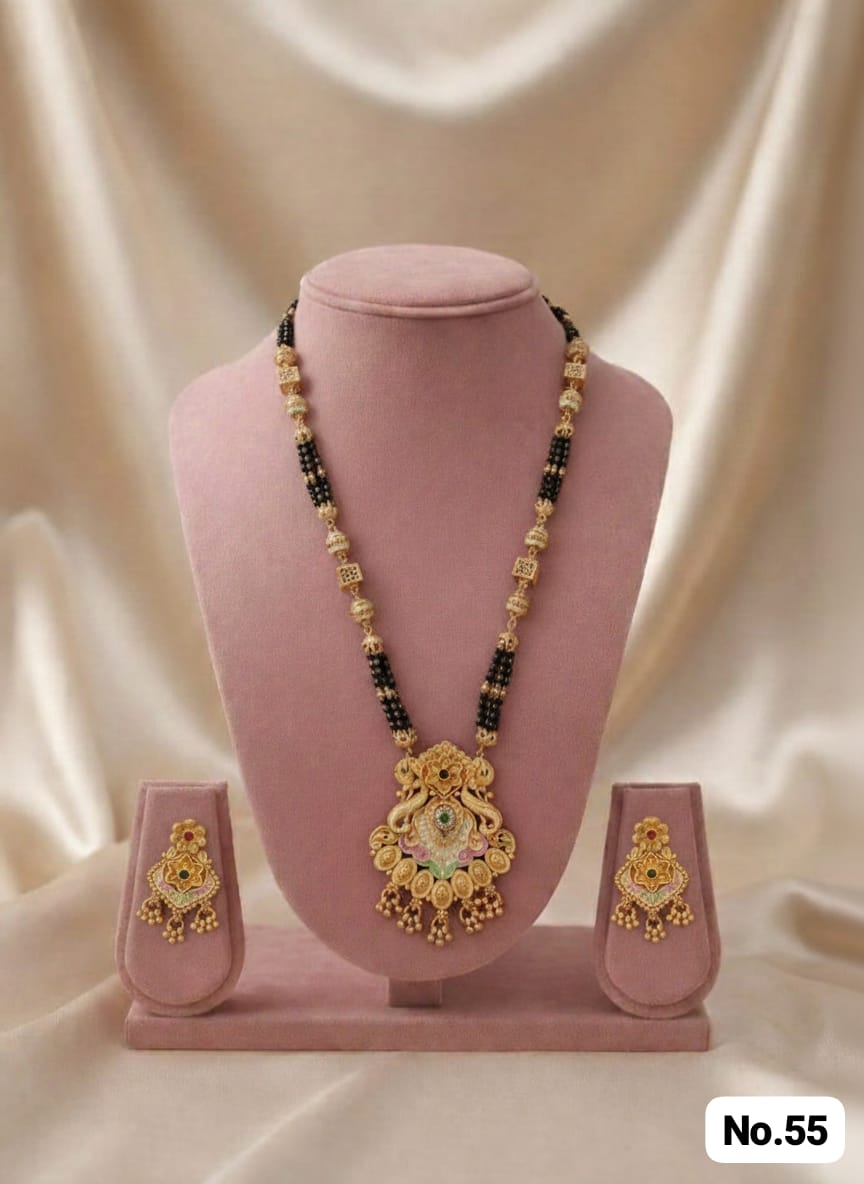 Orniya Premium Gold Plated Mangalsutar With Earrings