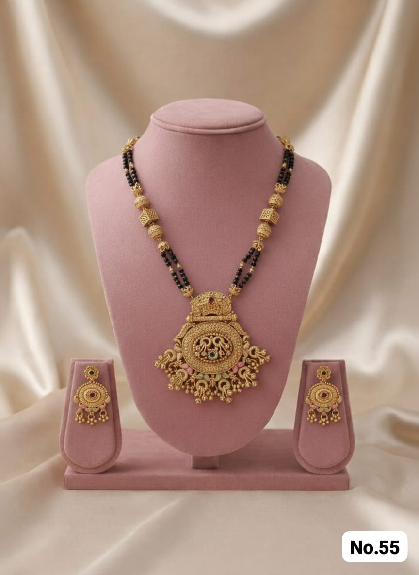Orniya Premium Gold Plated Mangalsutar With Earrings