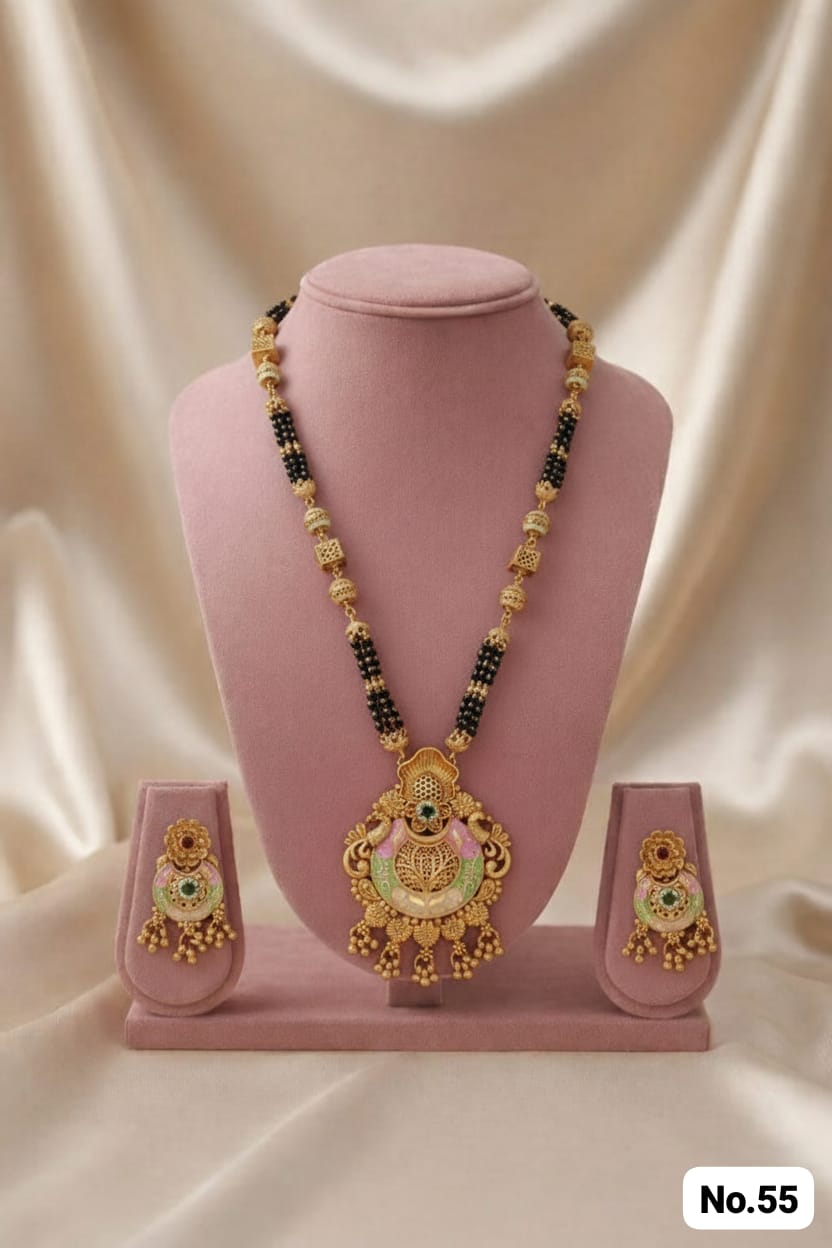 Orniya Premium Gold Plated Mangalsutar With Earrings