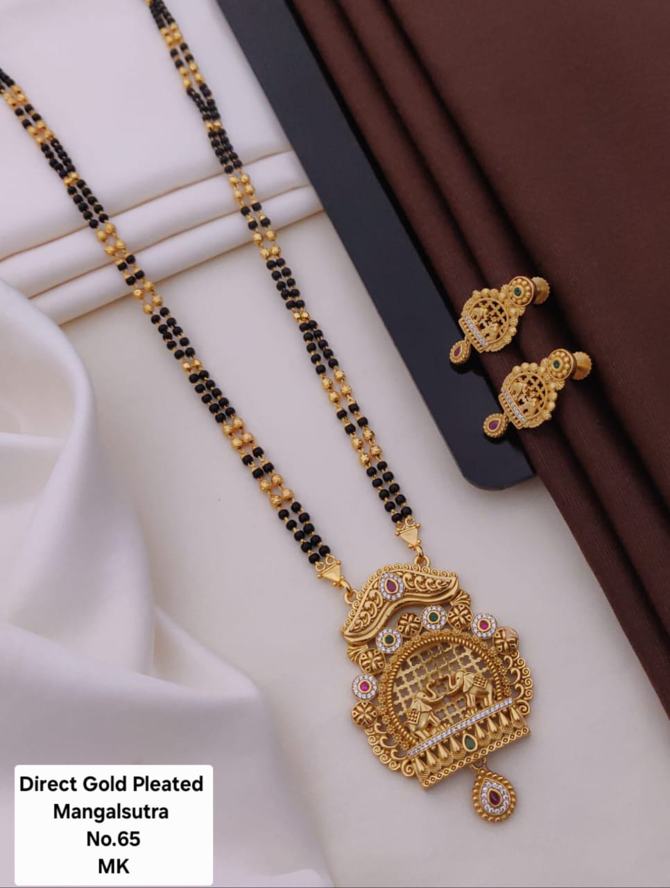 Orniya Premium Gold Plated Mangalsutar With Earrings