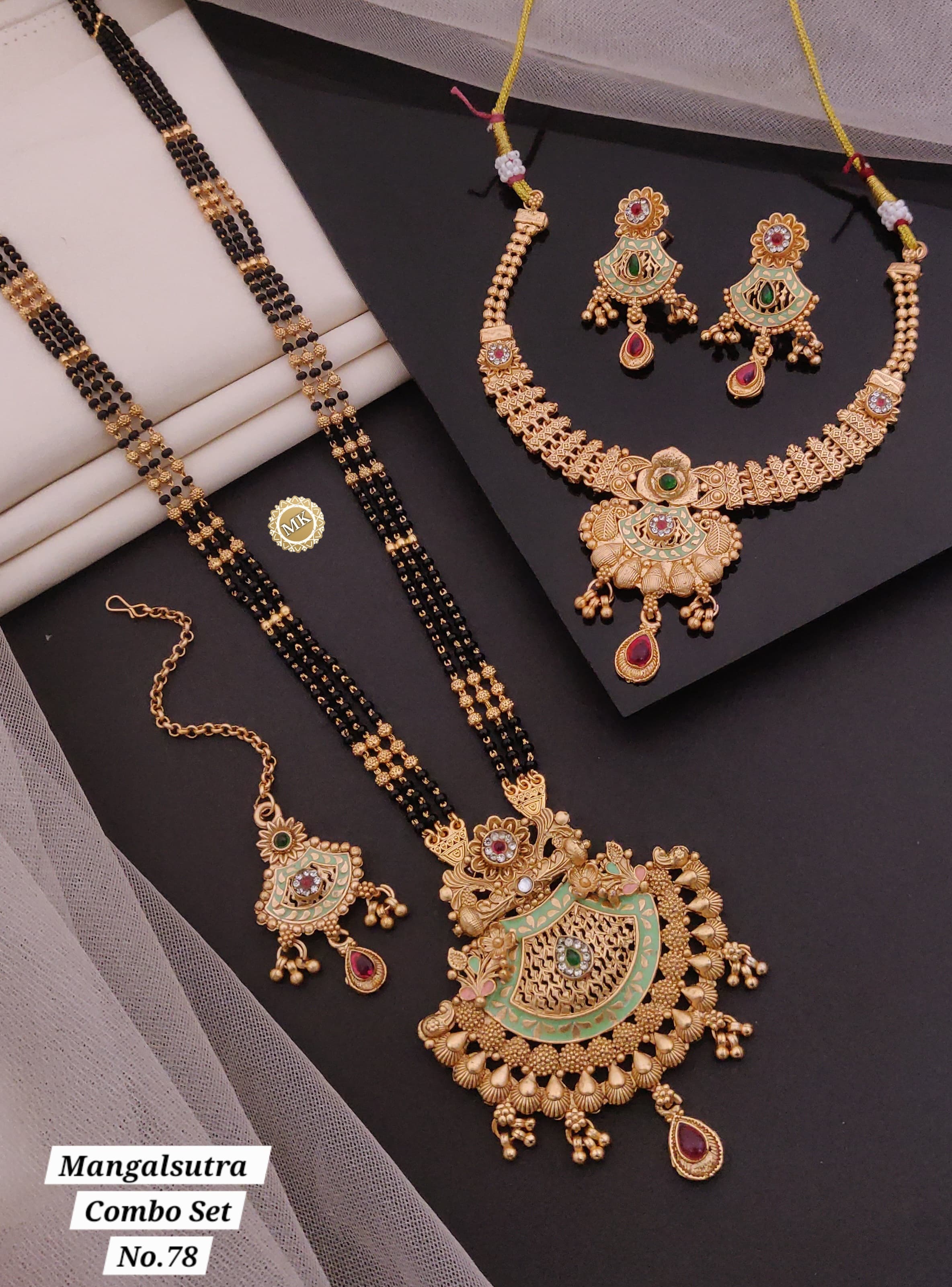 Gold Plated Necklace Premium Rajwadi Look Necklace Set