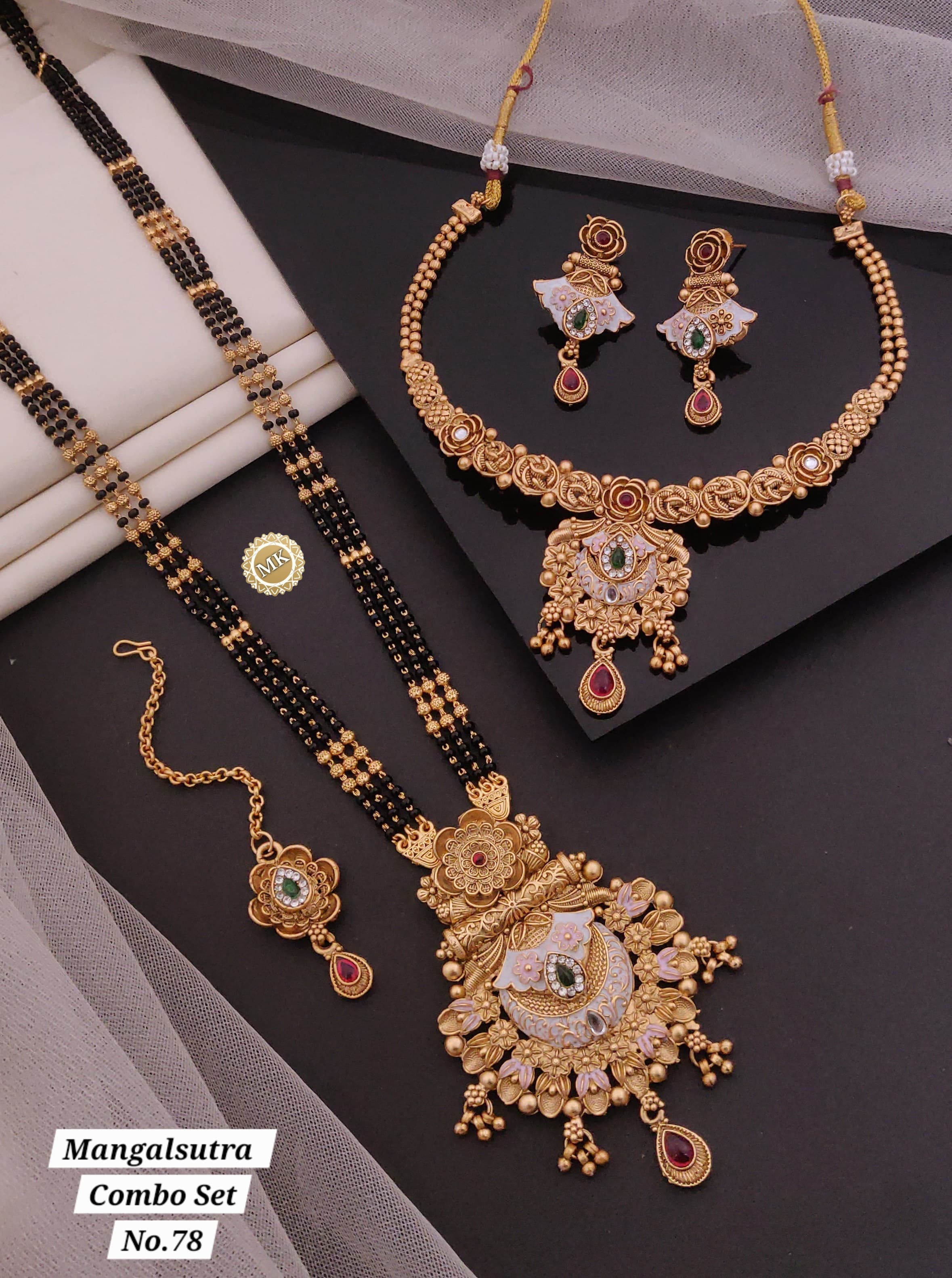 Gold Plated Necklace Premium Rajwadi Look Necklace Set