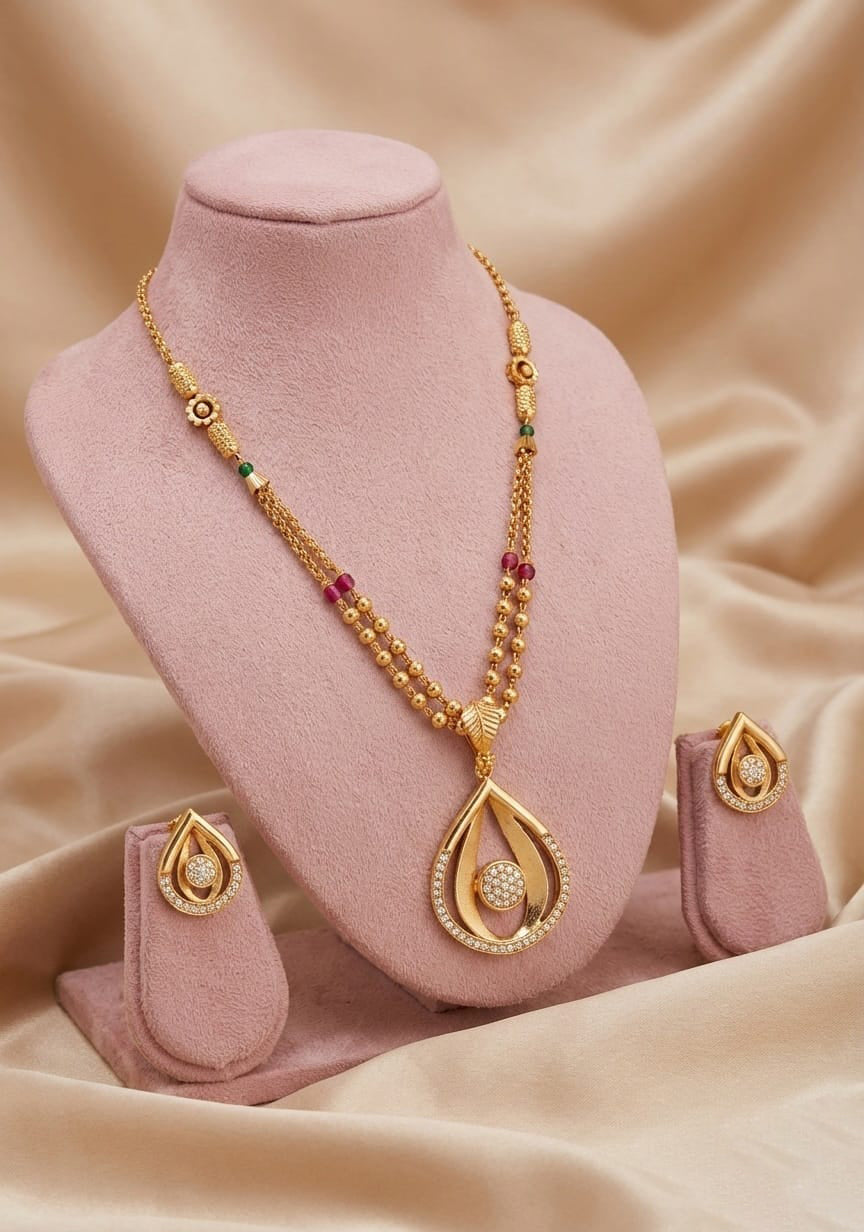 Gold Plated Pendal Set with Earrings