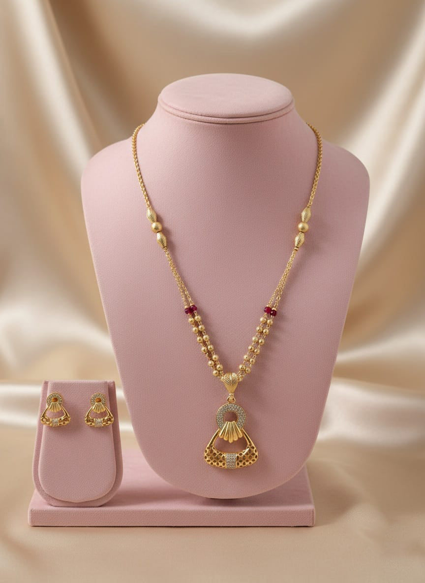 Gold Plated Pendal Set with Earrings