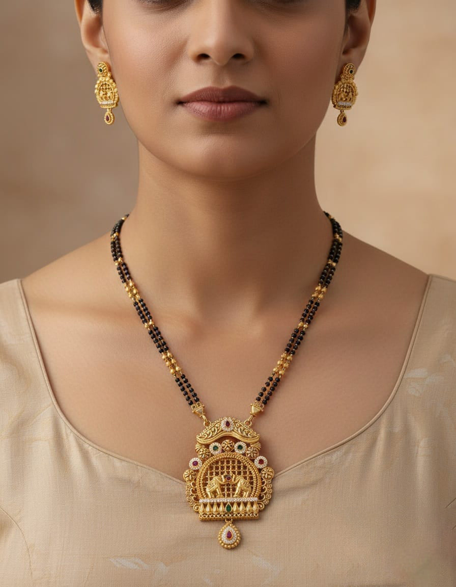 Gold Plated Premium Rajwadi Look Mangalsutra